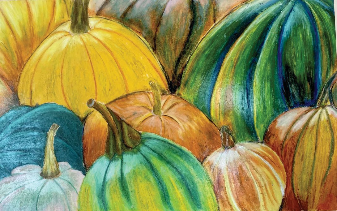 “Pumpkin Pile” by Claudia Wilcox, Quilcene High School.